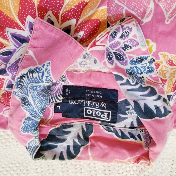 Vintage Polo Ralph Lauren man shirt hawaiian aloha floral camp size Large - Picture 4 of 6